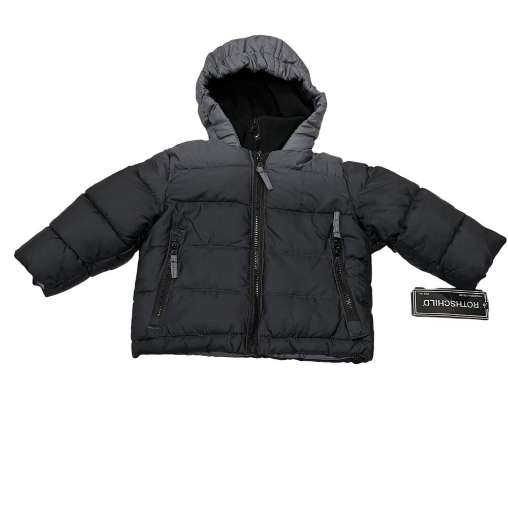 Rothschild Hooded Puffer Jacket, NWT, Charcoal, 12 mo